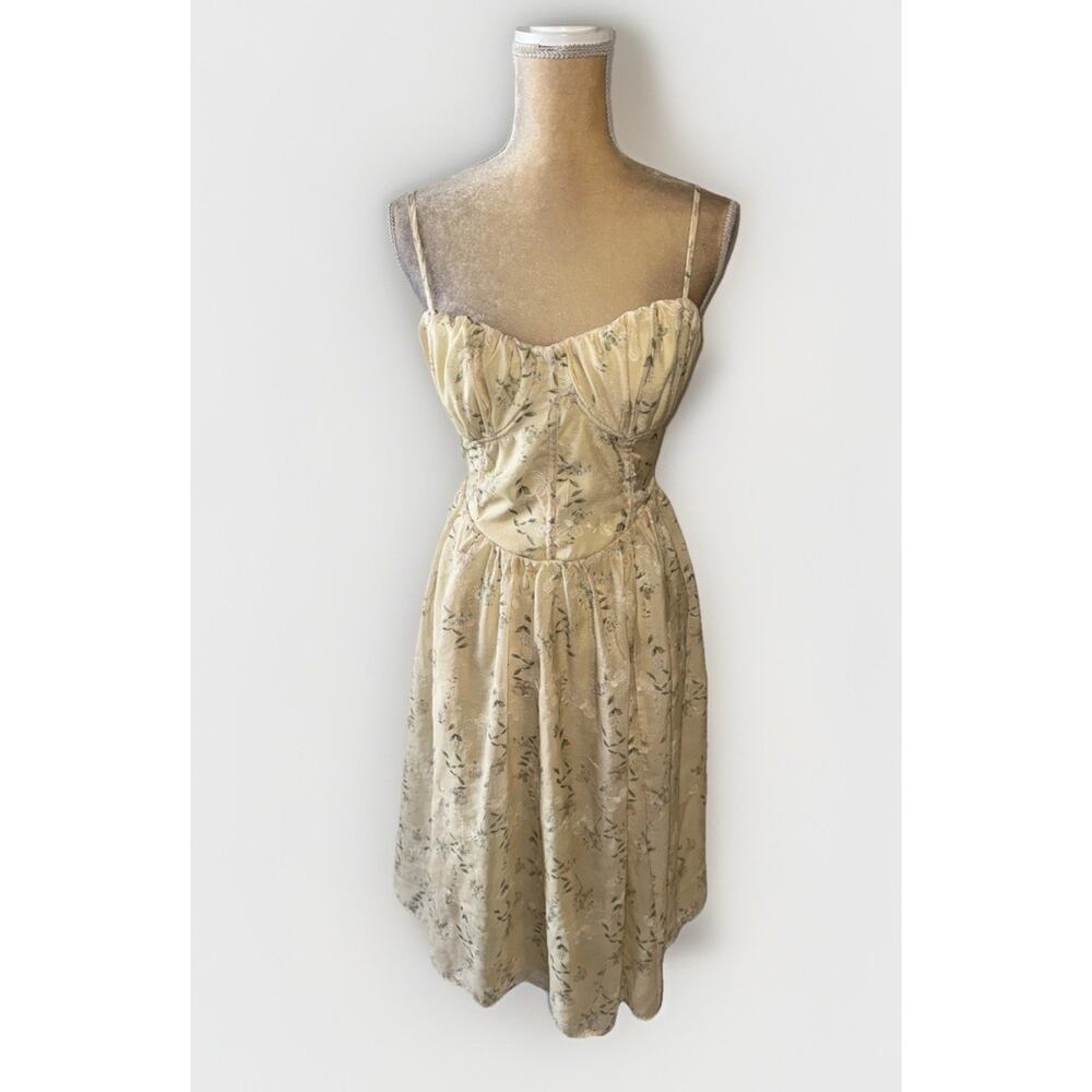 Thirty/ Thirty Yellow Floral Bustier Midi Sundress Size XL